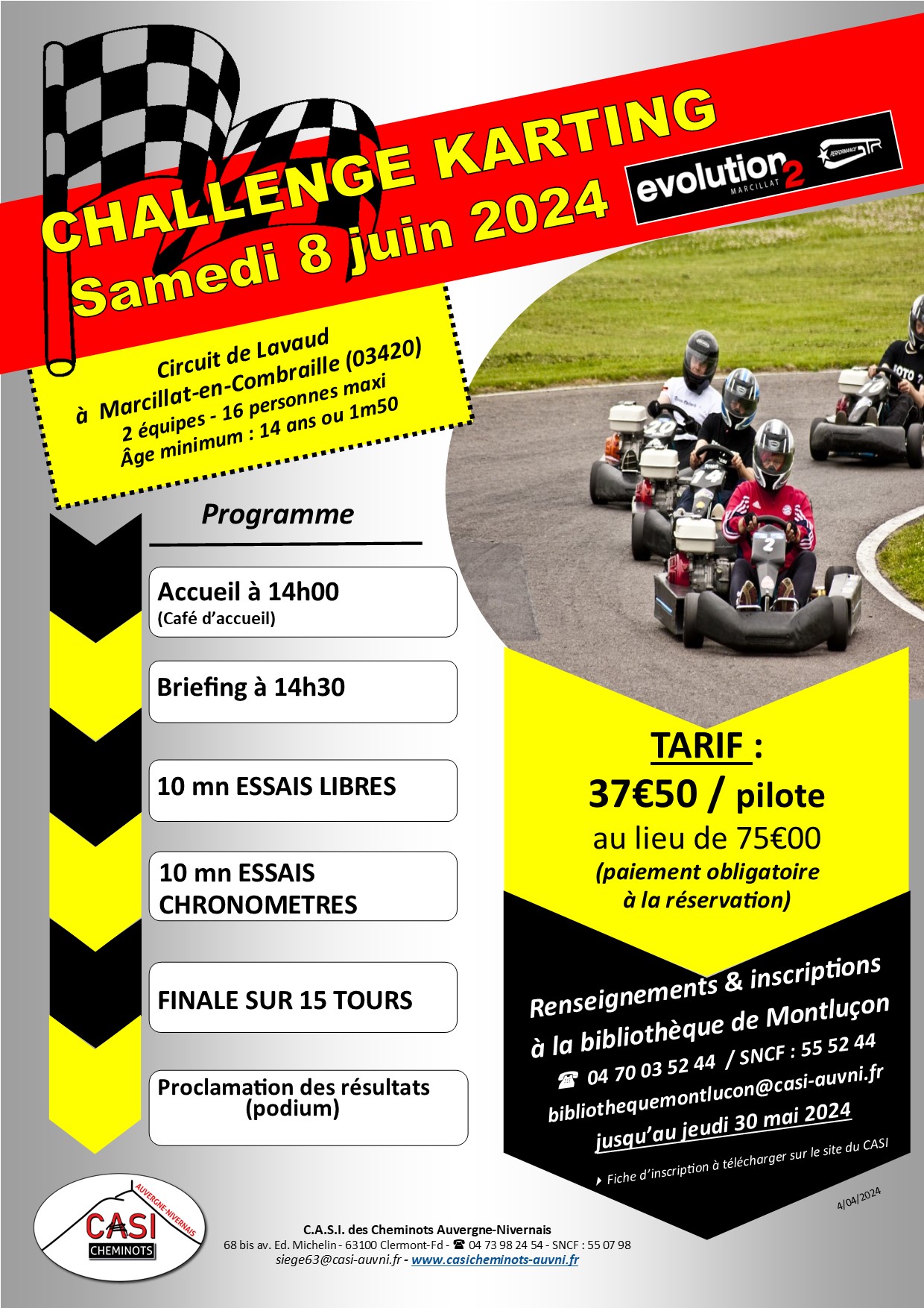 2024 Affiche challenge karting Marcillat Allier