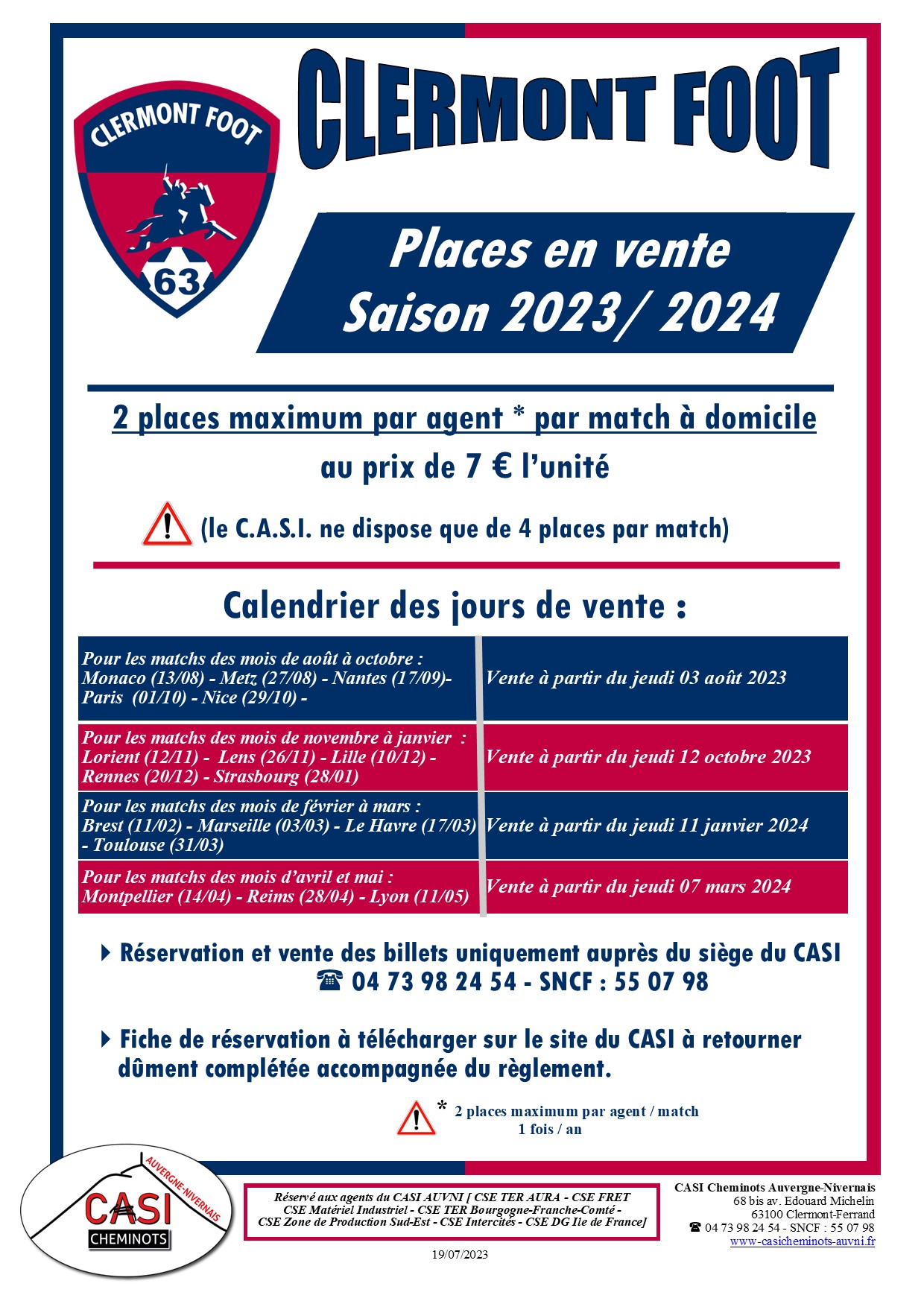 2023 Affiche CLERMONT FOOT saison 2023 2024V1