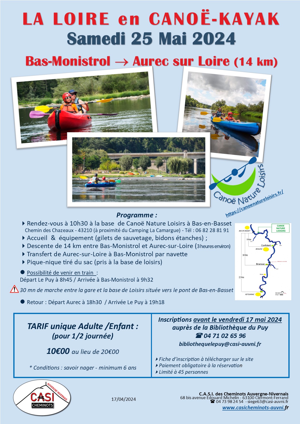 2024 affiche Sortie Canoe Loire