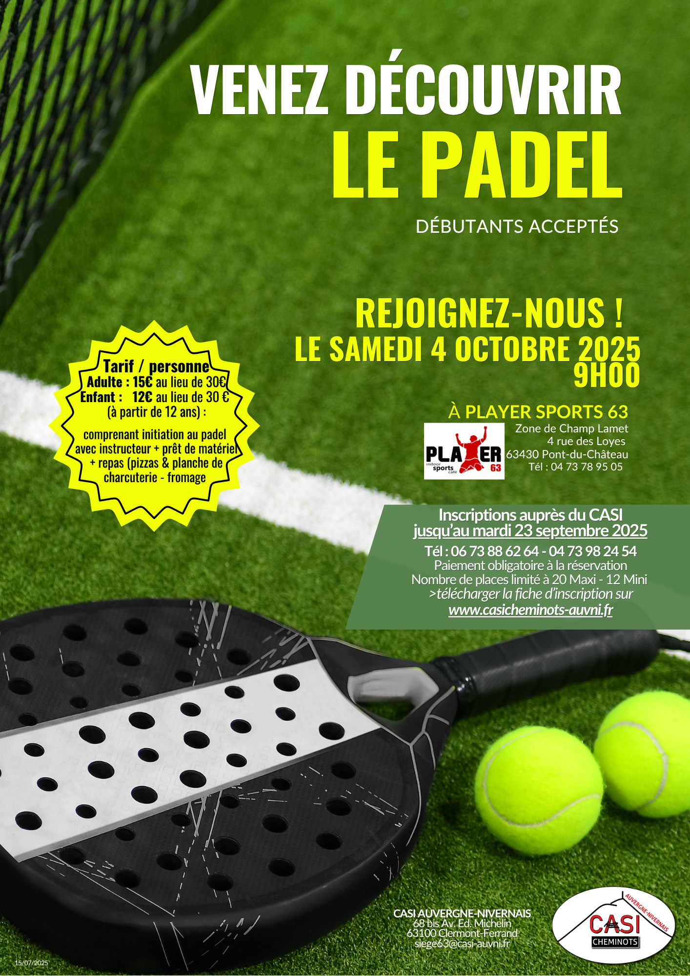 2025 Affiche Définit Padel Puy de Dôme