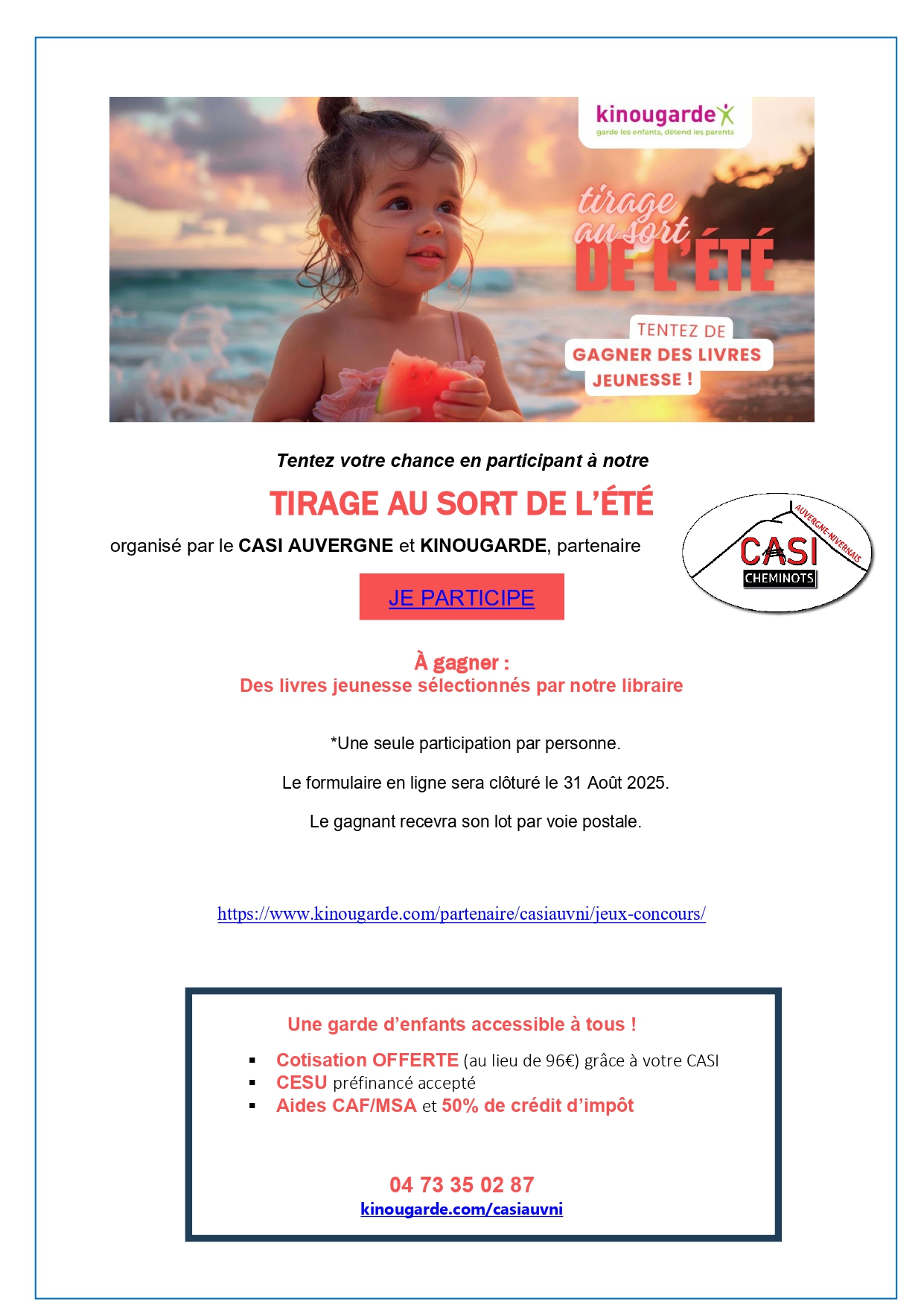 2025 Affiche Jeu concours Kinougarde partenaire CASI