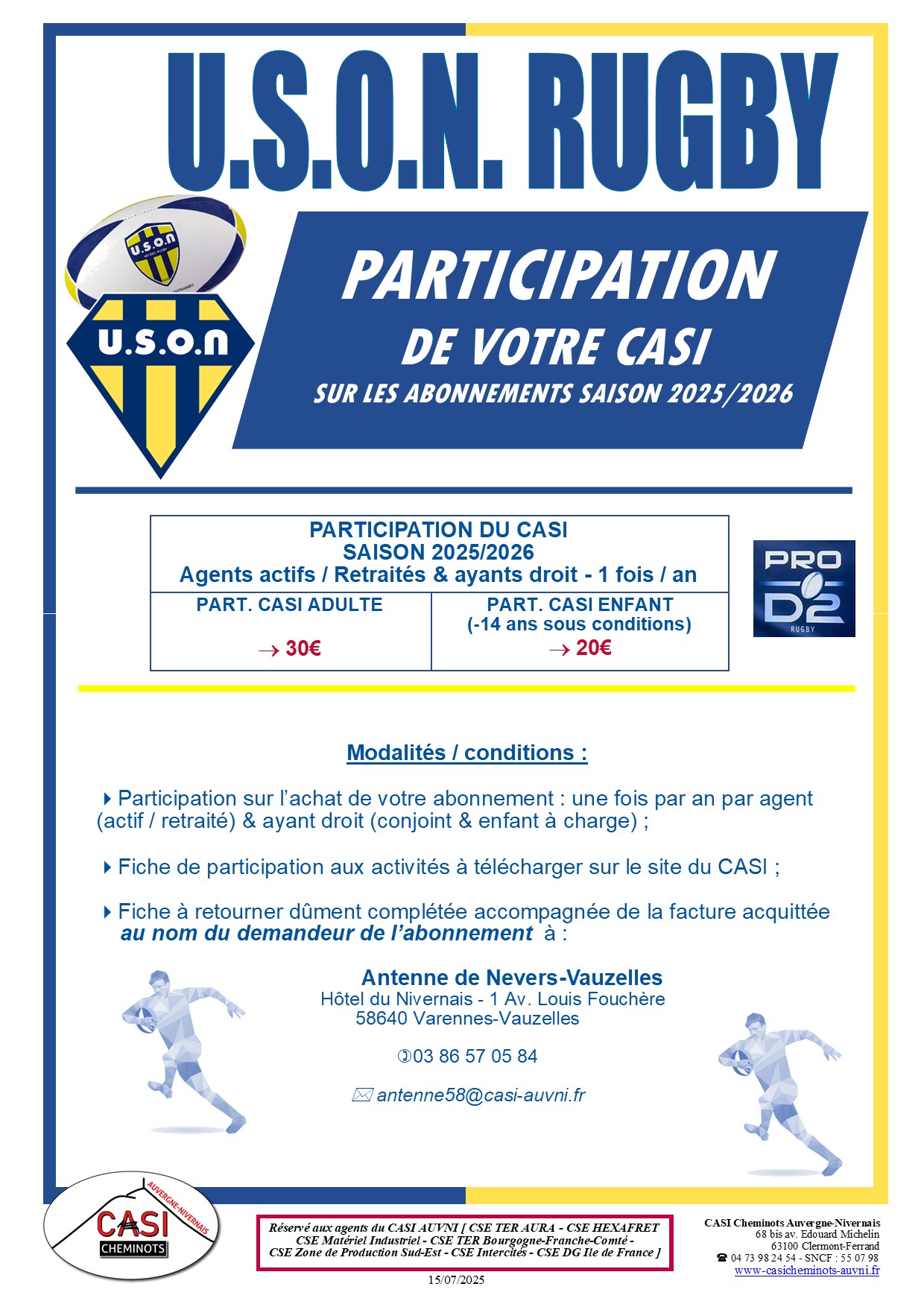 2025 Affiche Participation USON RUGBY saison 2025 2026