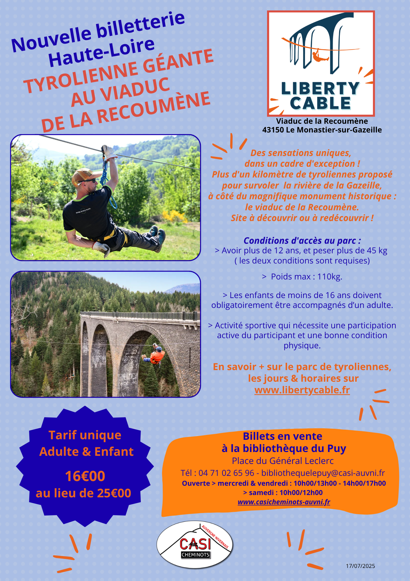 2025 Affiche définit billetterie tyrolienne Hte Loire