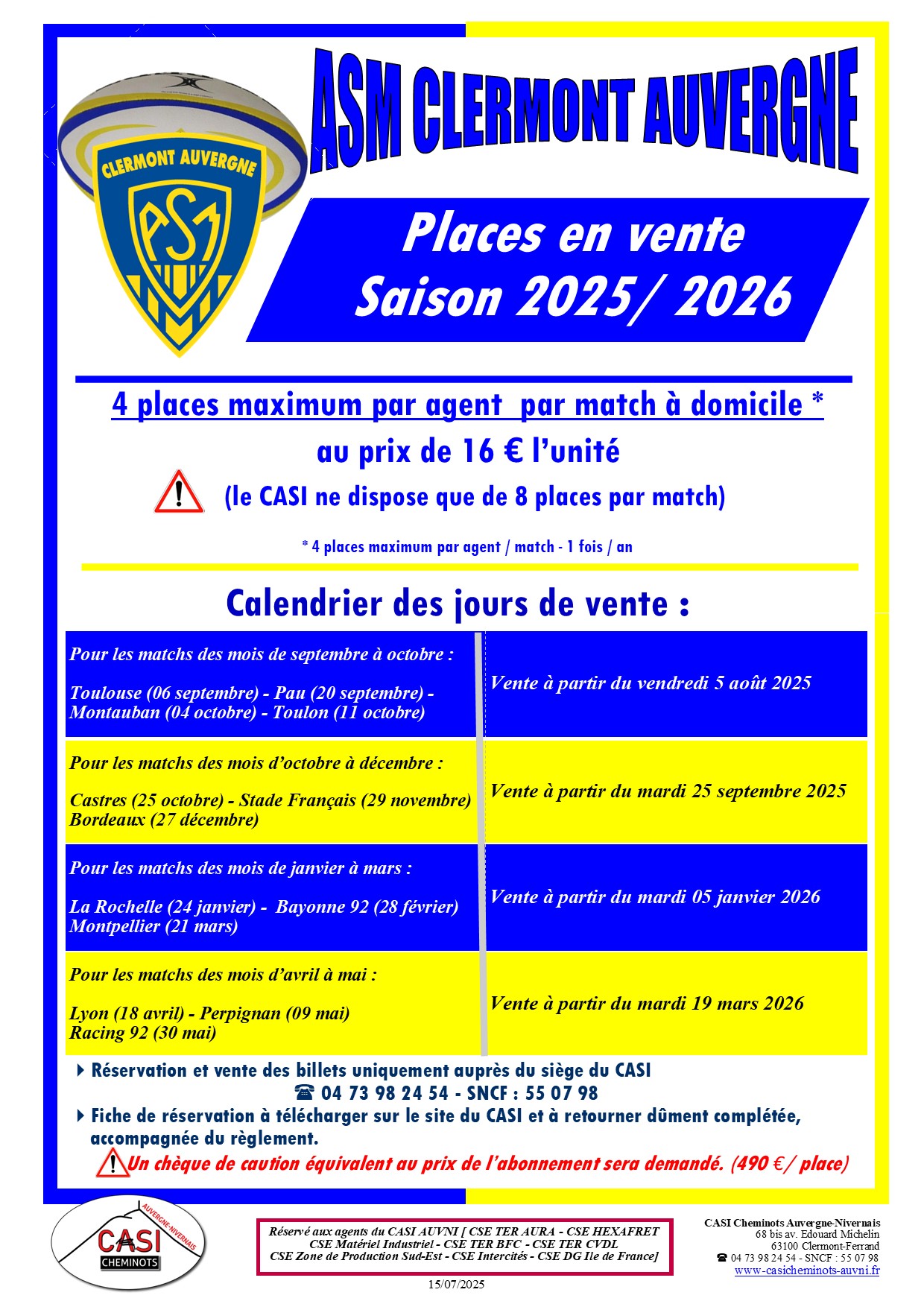 2025 affiche ASM saison 2025 2026