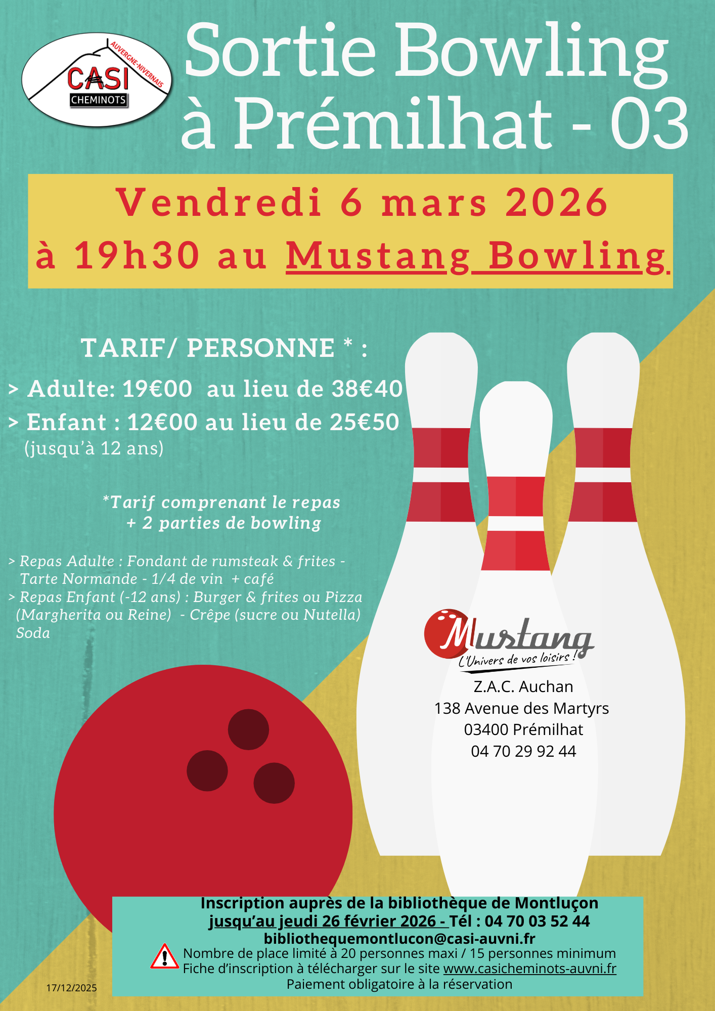 2026 Affiche défin. Bowling à Montluçon