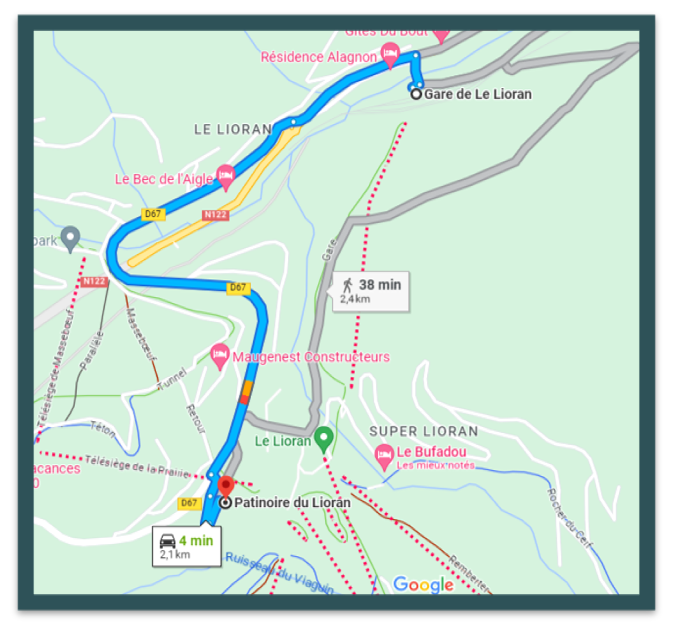 trajet gare patinoire